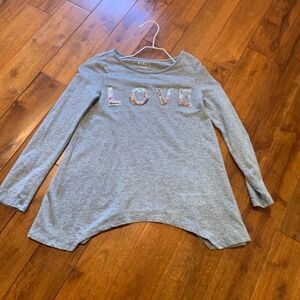 Girls Kidpik gray love top bubble letters